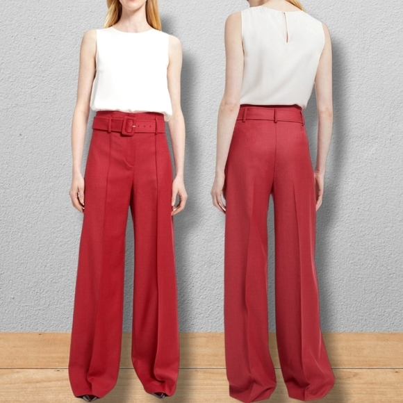 Theory Pants - NWT Theory Belted Wide-Leg Pant in Wool Flannel $355